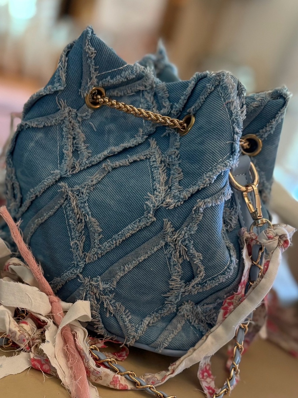 Denim and quilted purse with coordinating coin purse.  Up cycled bag. - Picture 13 of 14